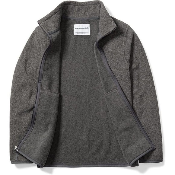 Amazon Essentials Fleece jackets Big Boys full zipper high collar 2XL 14-16 Gray - Picture 4 of 8